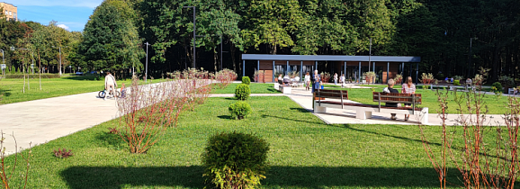 Объект в городе Пущино. Зона отдыха у фонтана